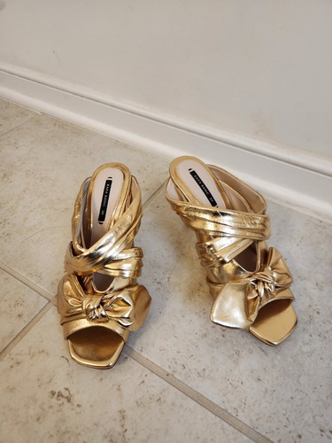 Zara metallic gold shoes - shoes, heels