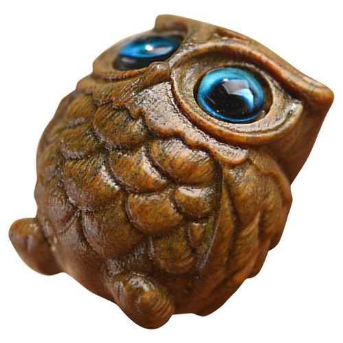 Wooden owl ornament carving - ornament,