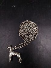 Vintage Silver Dog Pendant On Silver Chain (20") Possibly A Boxer Dog Or Mastiff