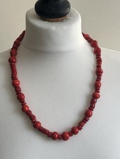 Red coral colour bead necklace