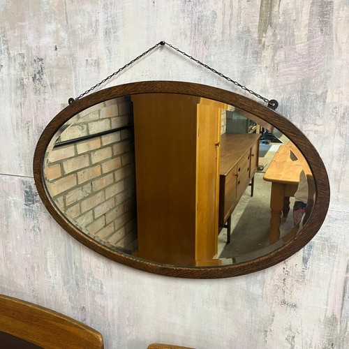Vintage oval oak bevel - oak, edge