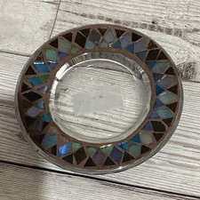 Yankee Candle Mosaic Tile Candle Holder With Blue Brown Purple Glass Tiles Boho