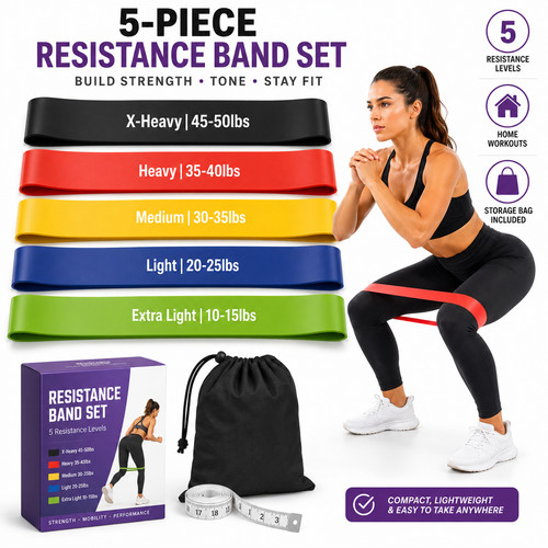 5pc resistance bands set - bands, 5