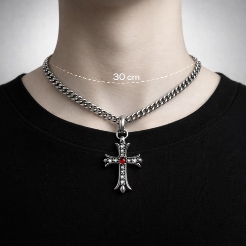 Red gem neckless chain - ,