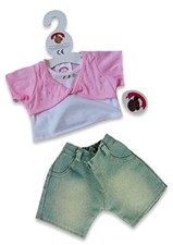 BUILD a Bear YOUR BEARS WARDROBE Teddy Outfit Pink T-SHIRT TOP & SHORTS New