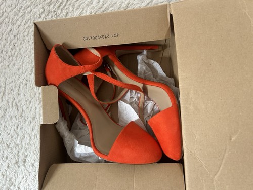 Zara orange suede heels size - zara, 5