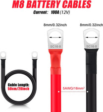 2 Pcs Battery Cables 12V M8