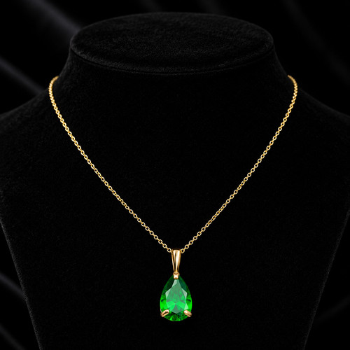 Yellow gold emerald teadrop - gold,