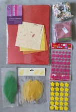 Card Craft Job Lot - Paper, Glitter, Felt stickers, Skeleton Leaves, Flowers