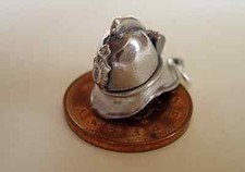 BEAUTIFUL ' FIREMANS HELMET - AXE ' STERLING SILVER CHARM OPENS