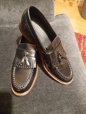 Marks & Spencer Mens Size 9.5 (43.5) Black Leather Tassle Loafers. New With Tags