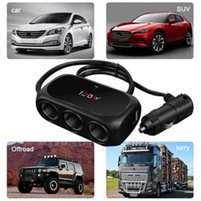 3 Way Dual USB Car Cigarette Lighter Charger 12V-24V Socket Adapter Splitter New