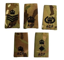 Pair ACF MTP Rank Slides Epaulettes Black Thread - Kings Crown (Army Cadet Force