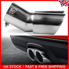 Universal Twin Dual Exhaust Pipe Trim Tip Tails Muffler Stainless Steel Chrome~