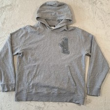 J Lindeberg Hoodie Mens XL Grey Tony Patch Hoody Jumper Logo Spell Out Golf Hood