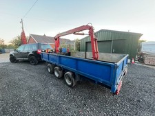 Large Tri-Axle Flatbed Trailer Hydraulic Hiab