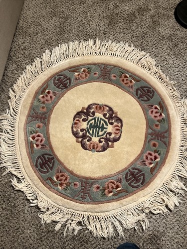 Vintage chinese wool tan round - chinese,
