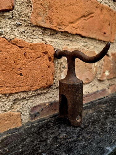 Antique iron sash pole - pole, hook
