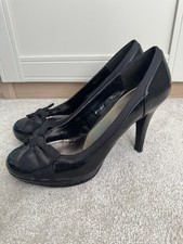 Red Herring black peep toe bow
