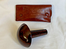 Vintage Brown Bakelite Darning Mushroom & Leather Sewing Case & Hosiery Thread