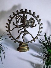 Hindu God Shiva as Nataraja Dancing in the Ring of Fire Figure Patinated Bronze