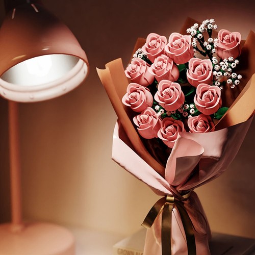 Lego pink rose bouquet custom - pink,