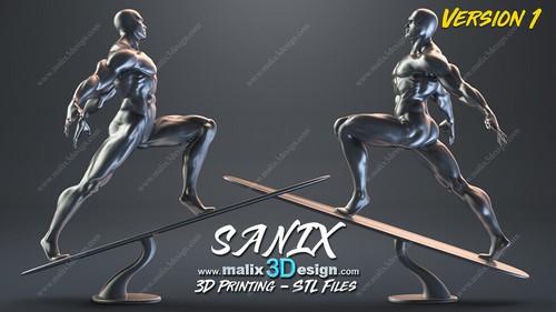 Silver surfer resin - surfer, sculpture