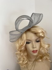 Fascinator Silver Grey Hatinator Gray Loop Wedding Hat Formal Ladies Headpiece