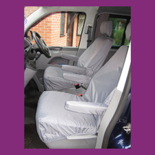 VW Transporter T5 T6 2010-2025 Grey Tailored Waterproof Front Pair Seat Covers