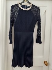 Sandro Navy Lace and Pleated