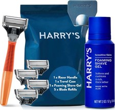 Harry's Razors for Men - Men's Razor Set with Bright Orange Handle, 5 Razor Blad