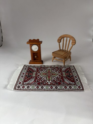 Dollhouse chair clock rug - 1:12,