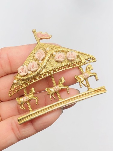 Vtg 1928 pink rose - rose, carousel