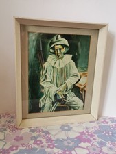 Vintage SPADEM Framed Pablo Picasso Pierrot Official Print, Cubism Wall Art. 