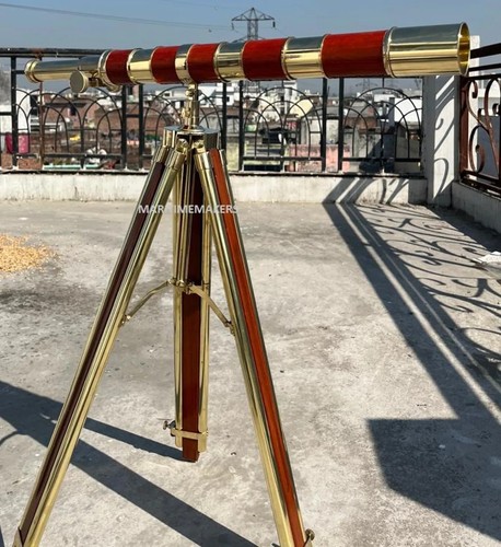 Vintage brass telescope with - brass,