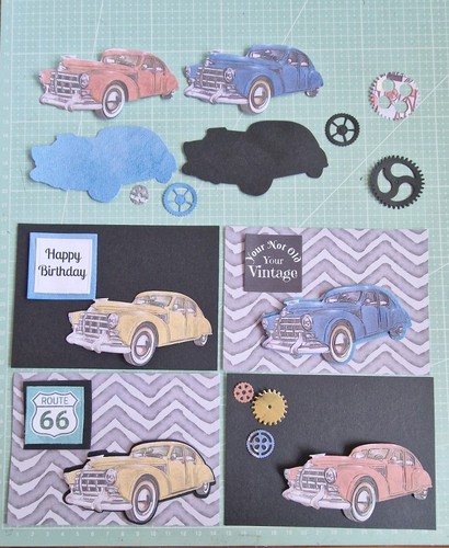 Vintage car card toppers - card, &