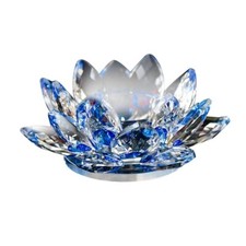 Crystal Lotus Candle Holder Glass Flower Tea Light Holder Tealight Candlestick