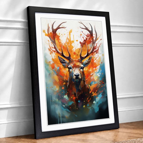 Stag abstract framed - stag, wall