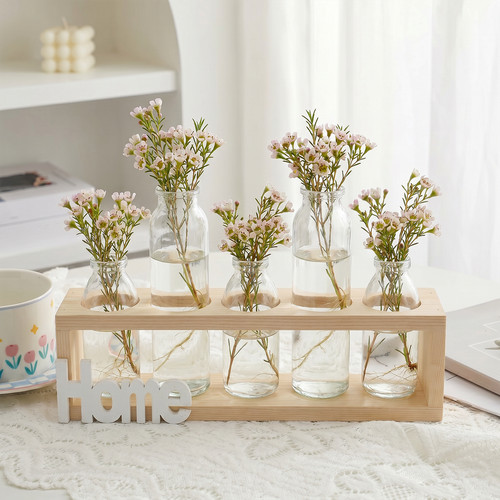 Glass vase with wooden - vase,