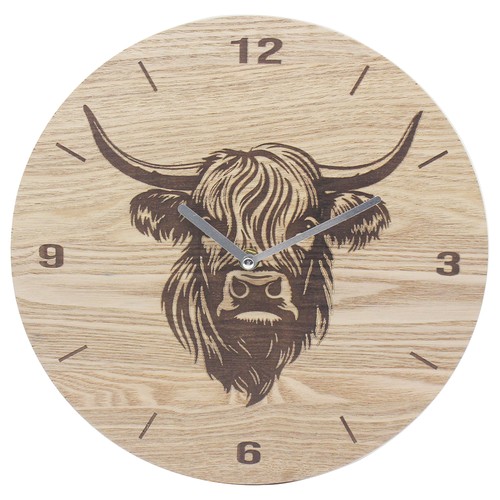 Wall clock highland cow - wall, rustic