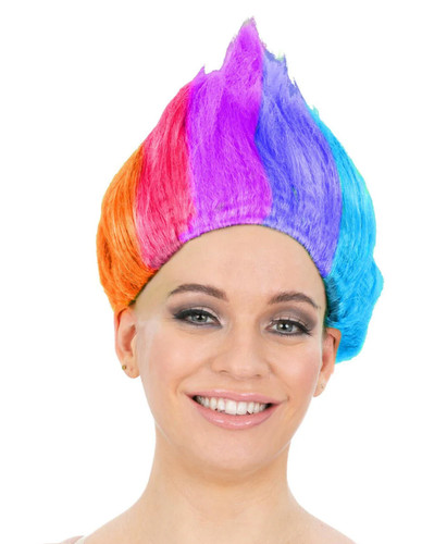 Rainbow troll wig - troll, purple