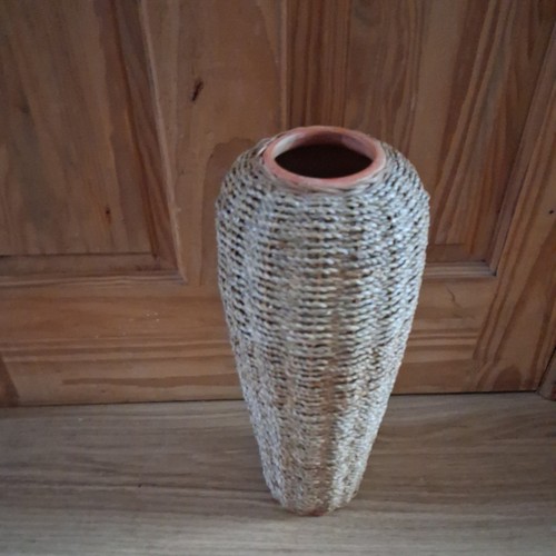 Ceramic vase with wicker - vase,