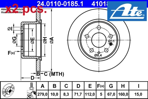 Pcs rear brake - x2, set