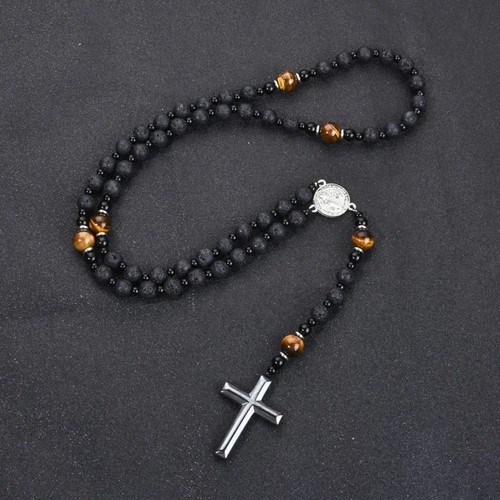 Beaded long necklace tiger - long,