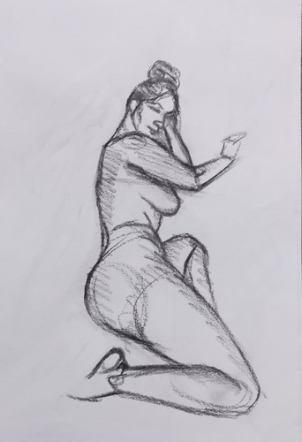 Nude female charcoal art life - nude,