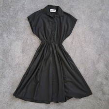 VTG 80s Black Shirtwaist Dress by The American Shirt Dress Size 3/4 Secretary