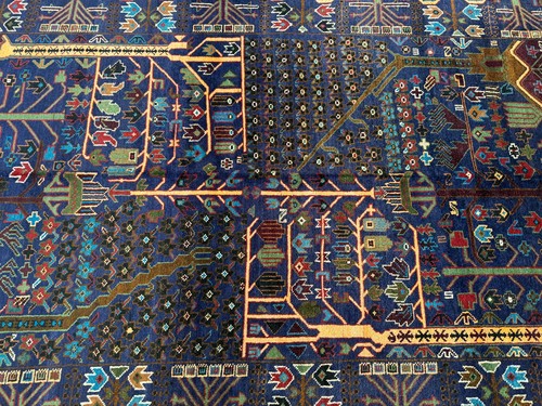 Blue afghan baluchi pictorial - blue,
