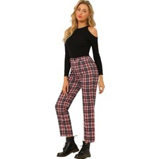 Allegra K Women’s Red Plaid