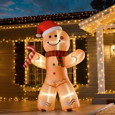 8ft Christmas Inflatable Gingerbread Man Lighted Home Indoor Outdoor Decoration