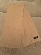 pure cashmere scarf new FRANGI The Rack 148cmx 30cm With Fringes Beige Colour